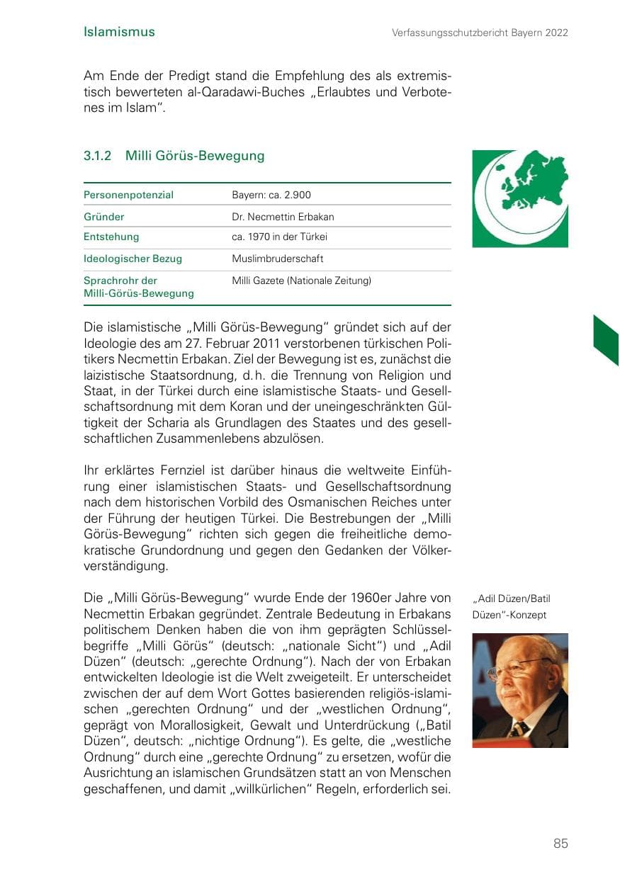 Seite 85 des Verfassungsschutzbericht 2022 Bayern