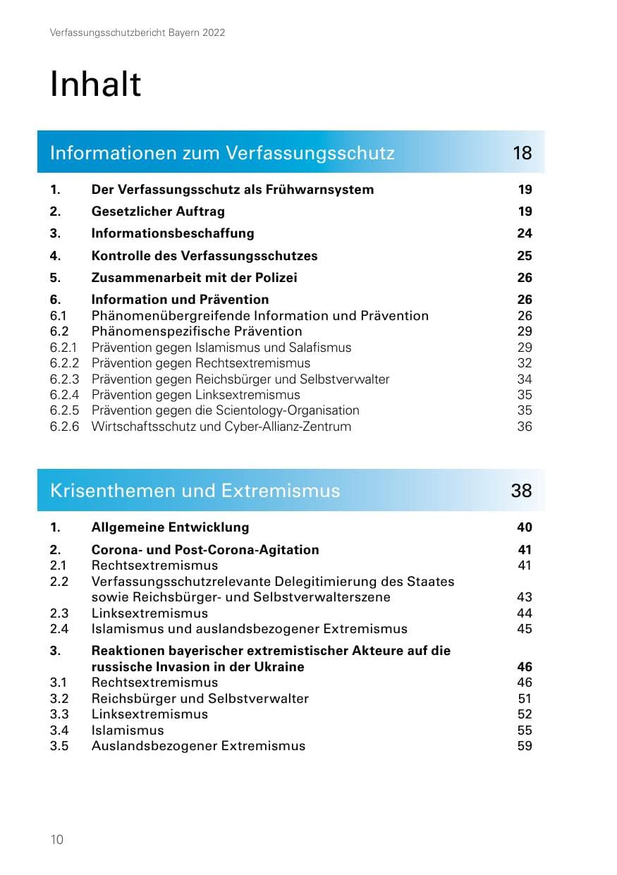 Seite 10 des Verfassungsschutzbericht 2022 Bayern