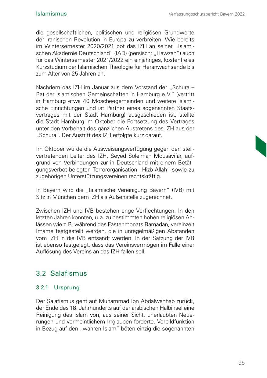 Seite 95 des Verfassungsschutzbericht 2022 Bayern