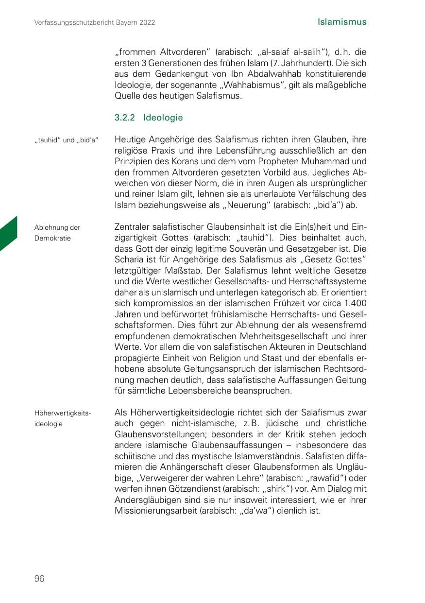 Seite 96 des Verfassungsschutzbericht 2022 Bayern