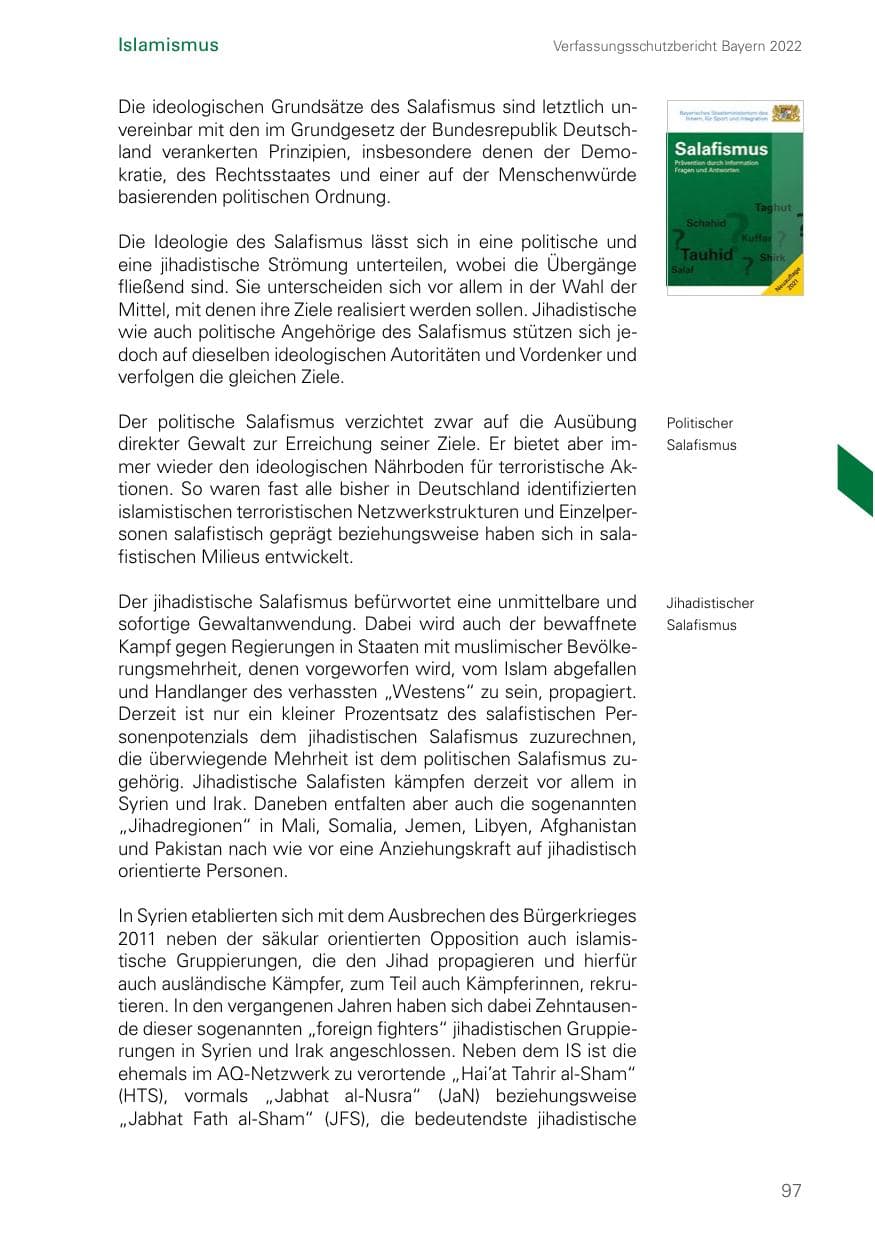 Seite 97 des Verfassungsschutzbericht 2022 Bayern