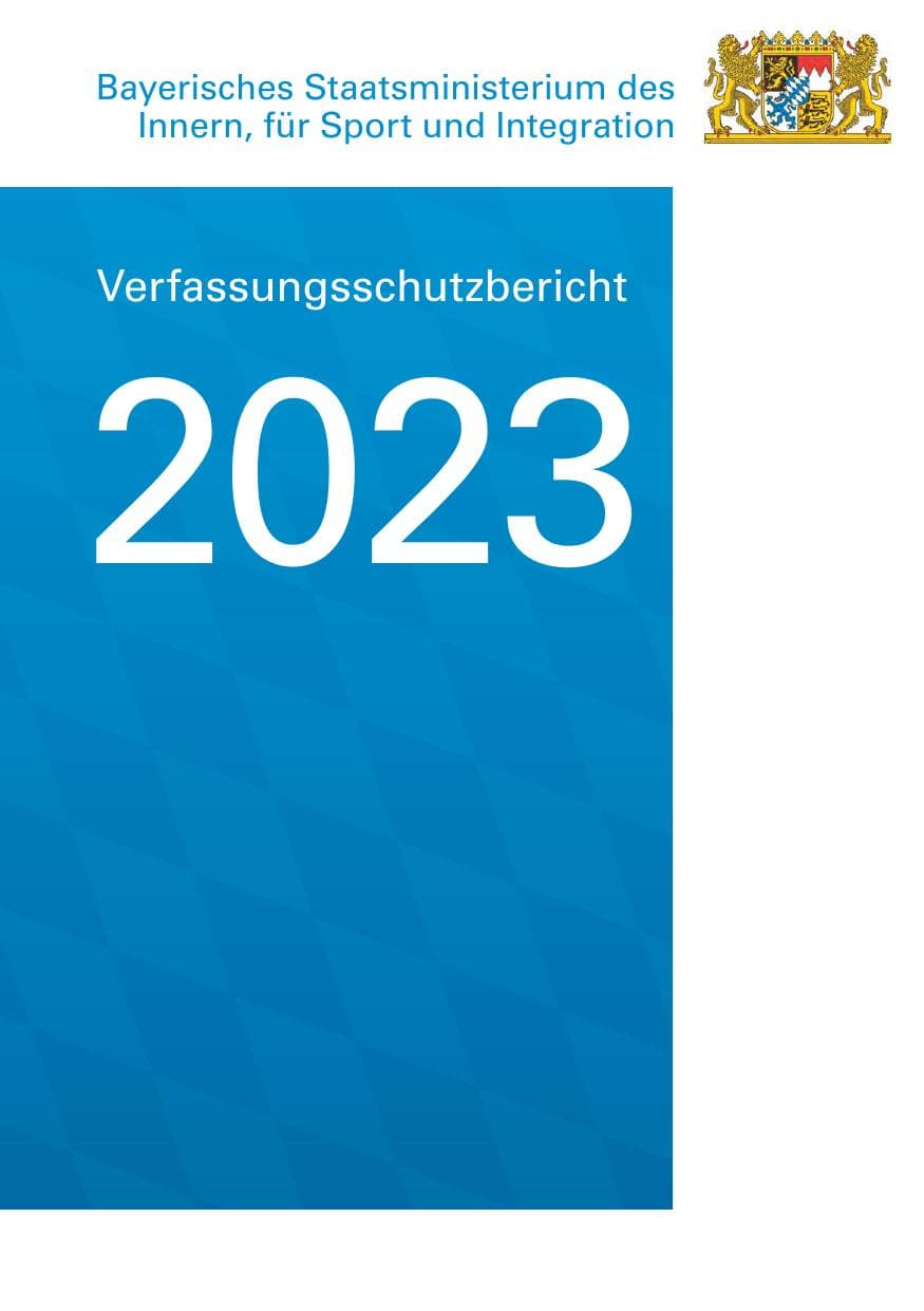Seite 1 des Verfassungsschutzbericht 2023 Bayern