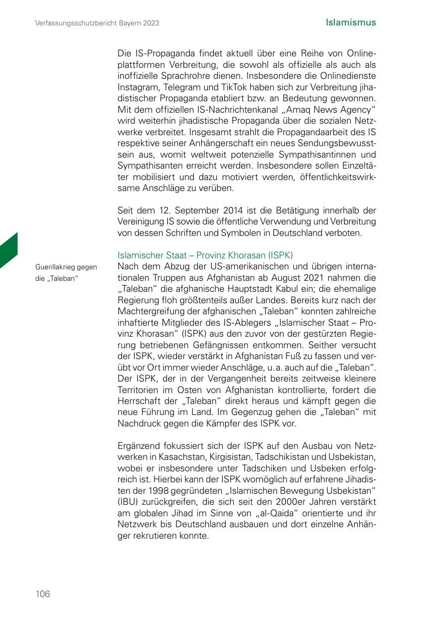 Seite 106 des Verfassungsschutzbericht 2023 Bayern