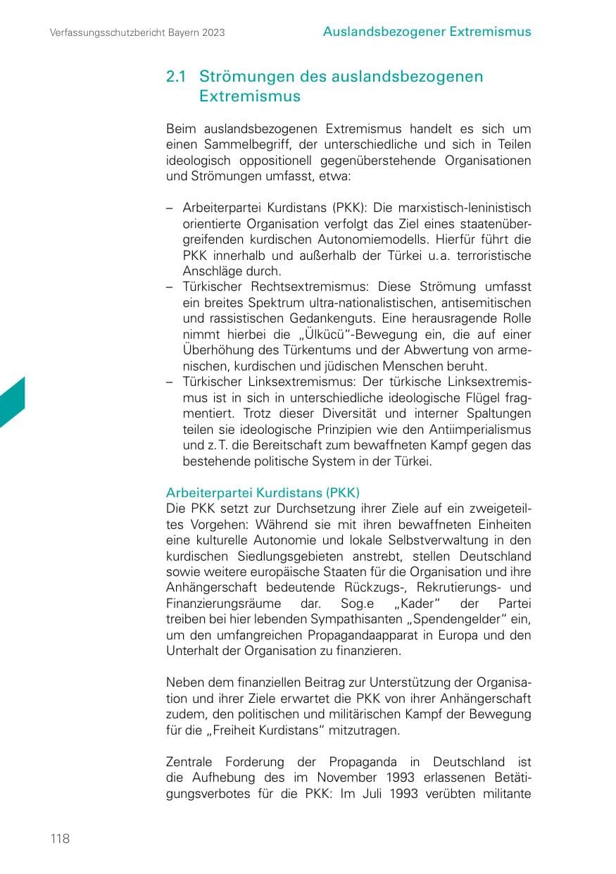 Seite 118 des Verfassungsschutzbericht 2023 Bayern