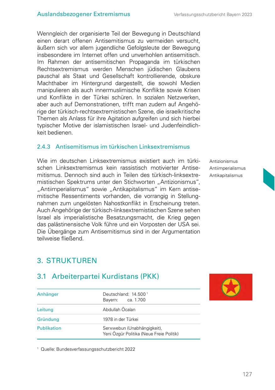 Seite 127 des Verfassungsschutzbericht 2023 Bayern