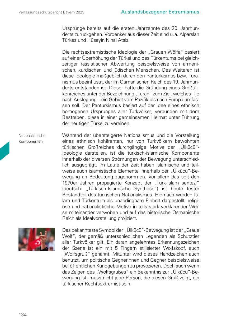 Seite 134 des Verfassungsschutzbericht 2023 Bayern