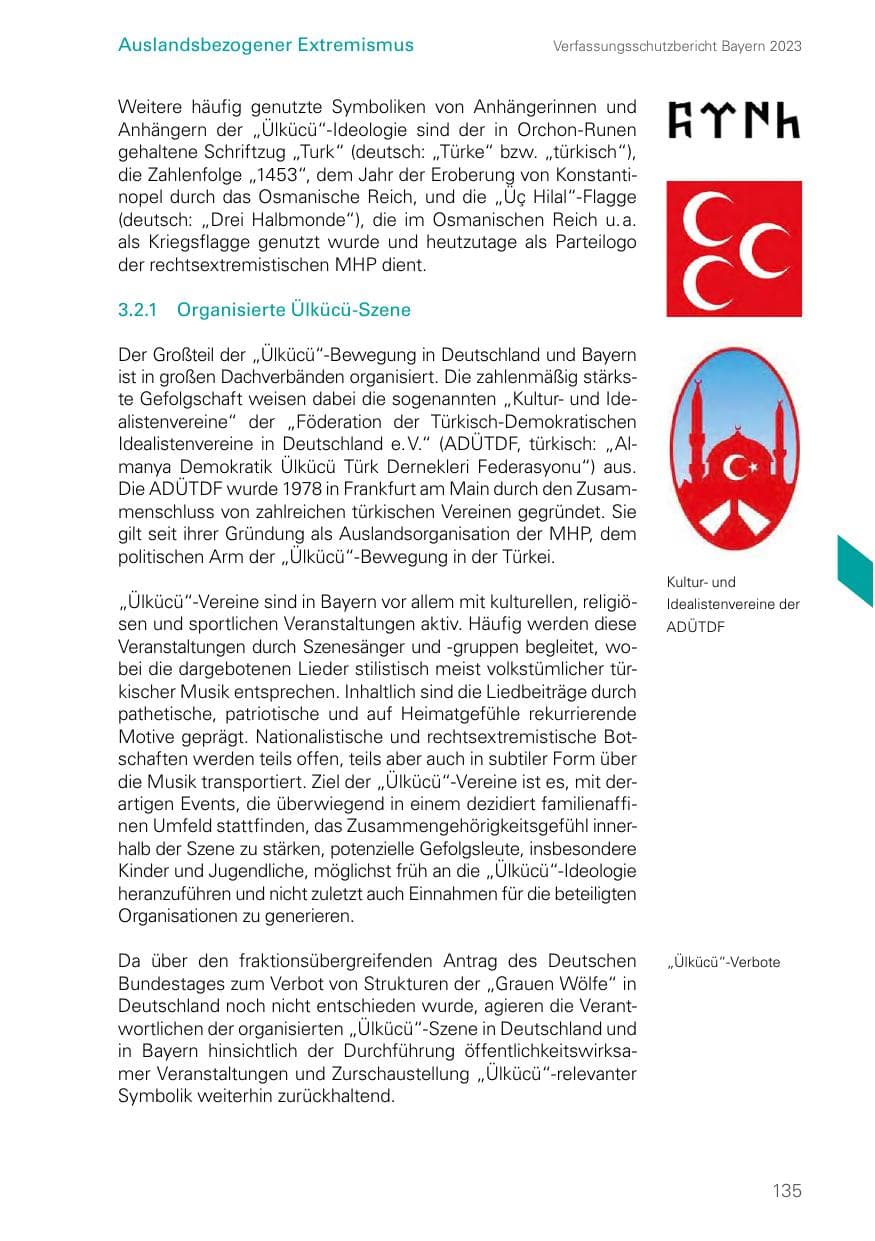 Seite 135 des Verfassungsschutzbericht 2023 Bayern