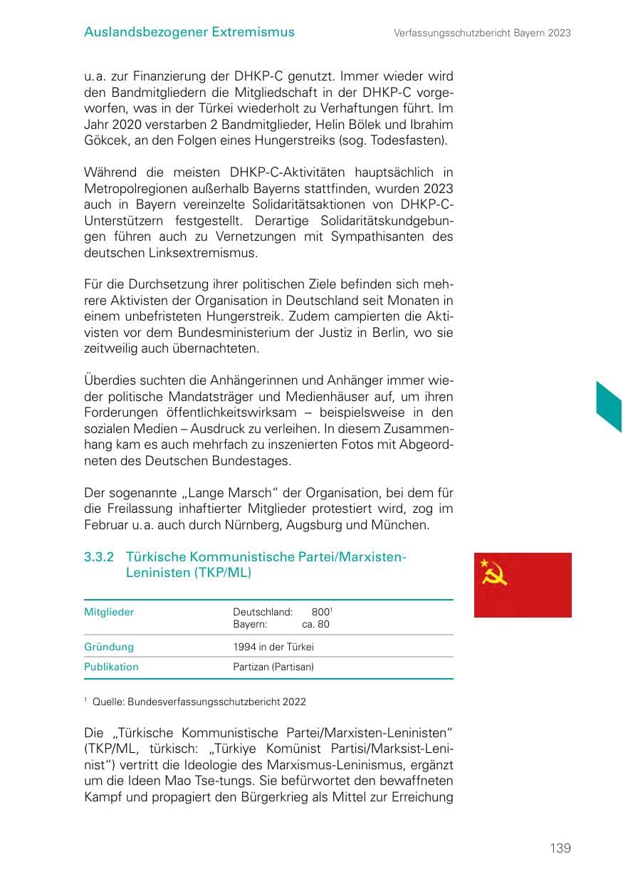 Seite 139 des Verfassungsschutzbericht 2023 Bayern