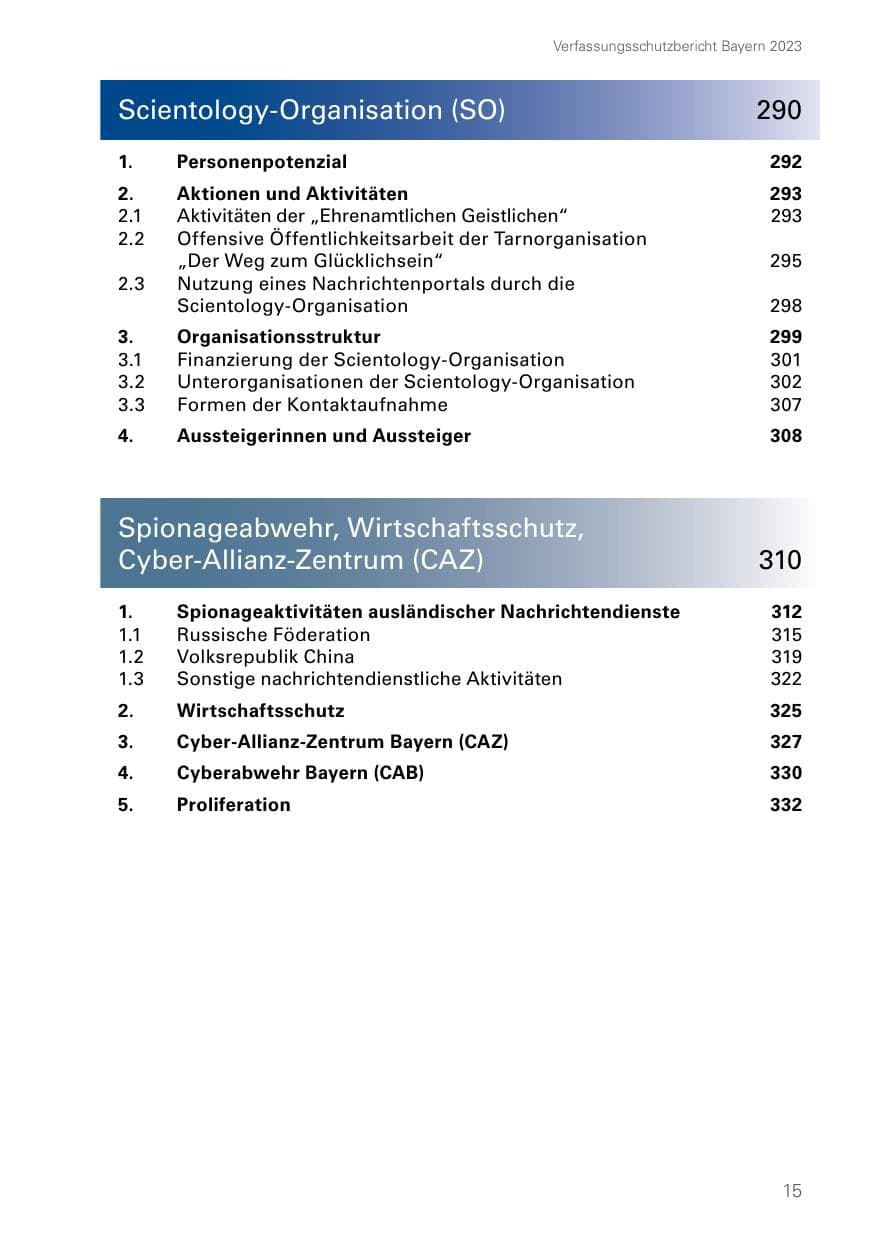 Seite 15 des Verfassungsschutzbericht 2023 Bayern