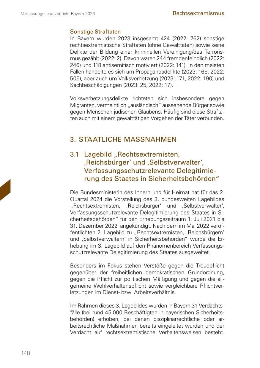 Seite 148 des Verfassungsschutzbericht 2023 Bayern