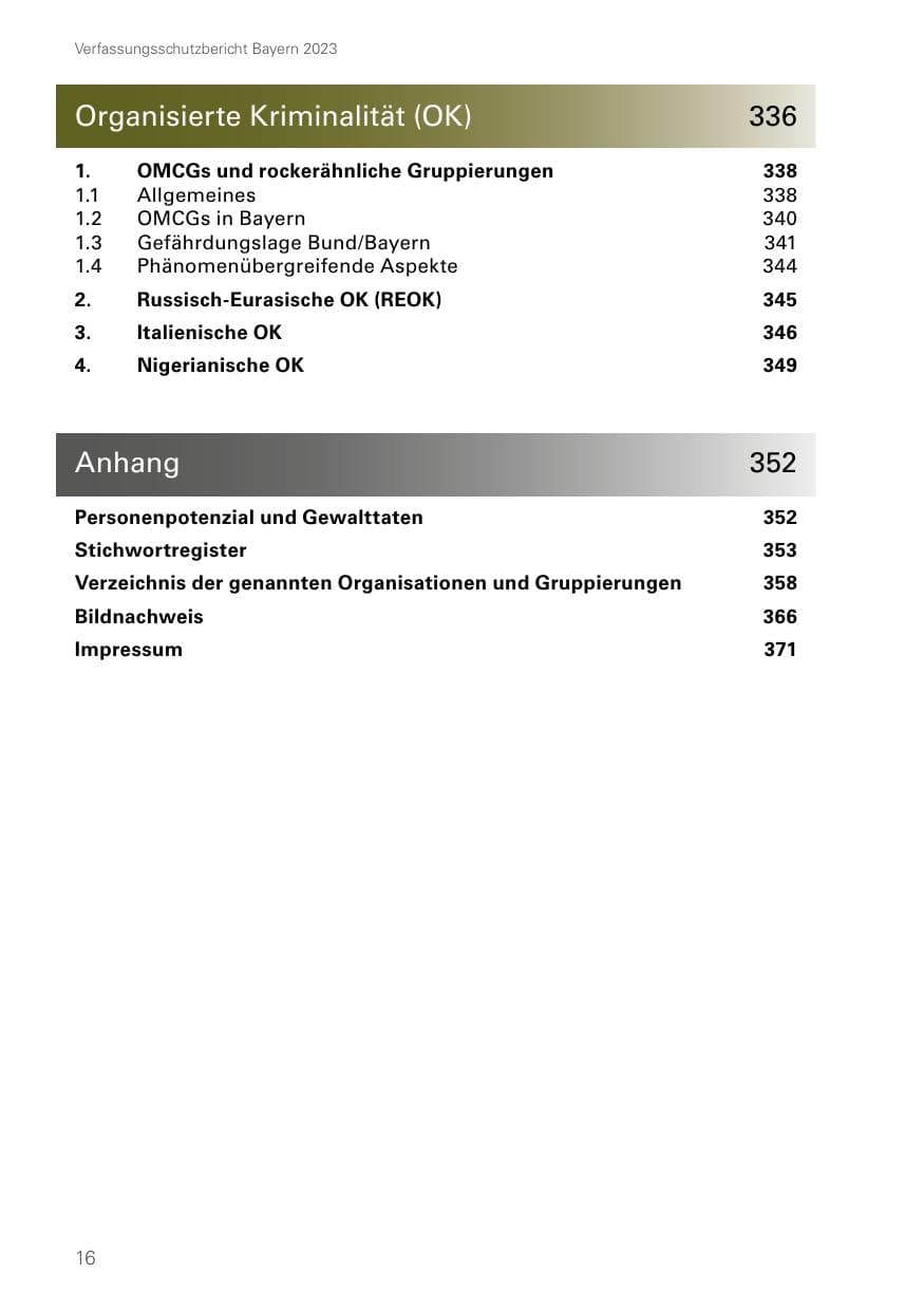Seite 16 des Verfassungsschutzbericht 2023 Bayern