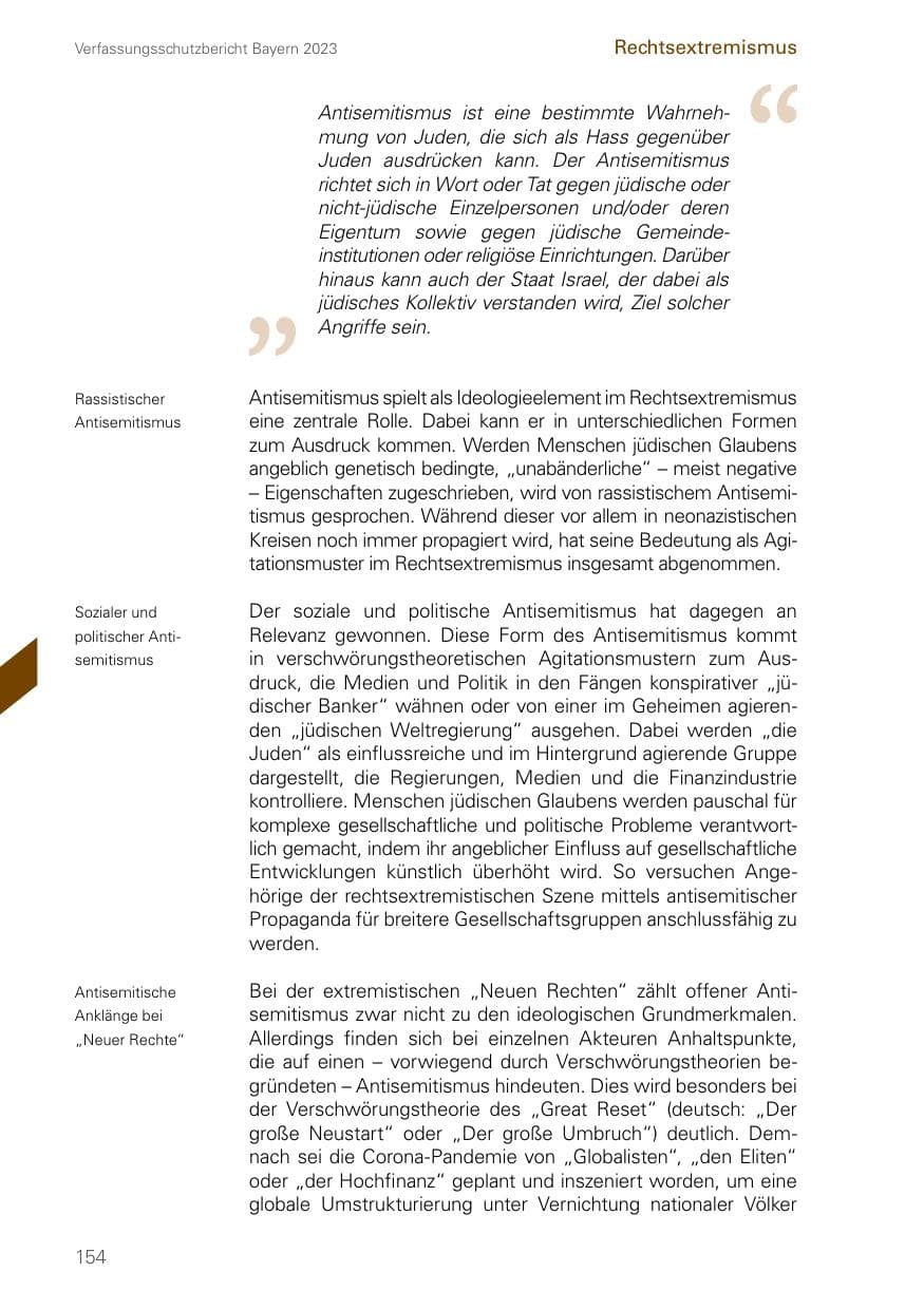 Seite 154 des Verfassungsschutzbericht 2023 Bayern