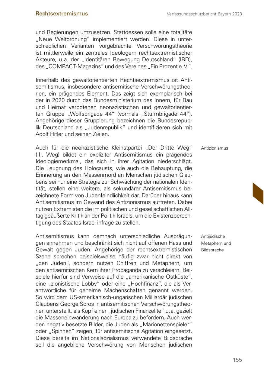 Seite 155 des Verfassungsschutzbericht 2023 Bayern