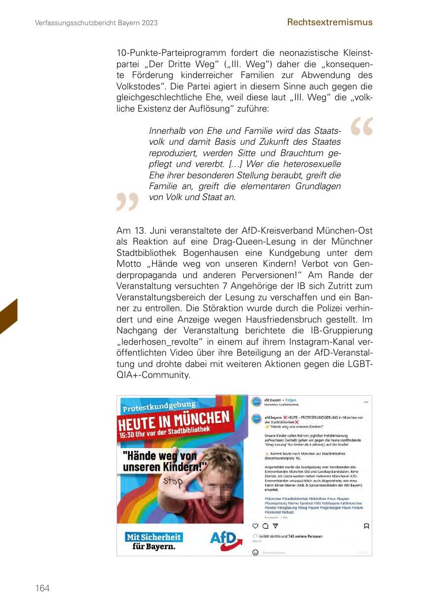 Seite 164 des Verfassungsschutzbericht 2023 Bayern