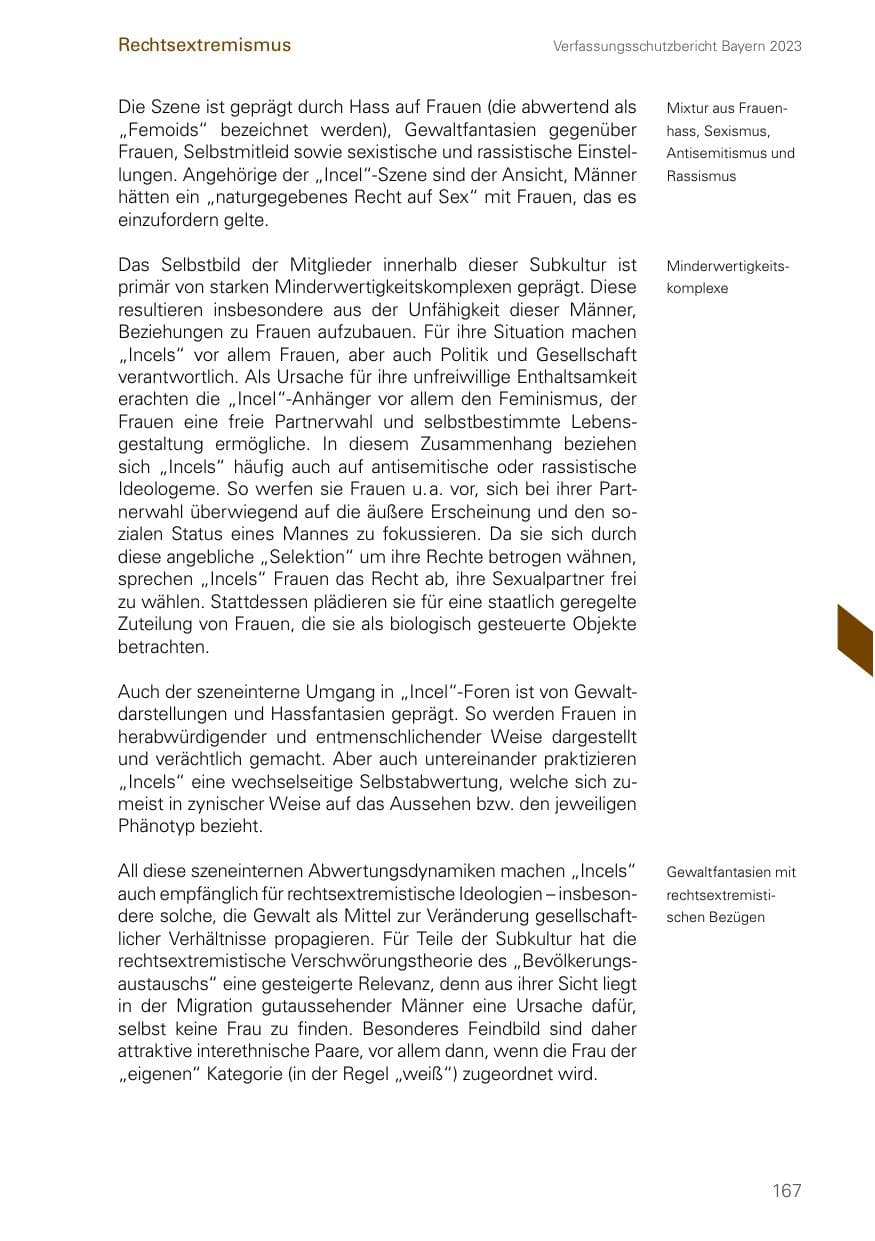 Seite 167 des Verfassungsschutzbericht 2023 Bayern