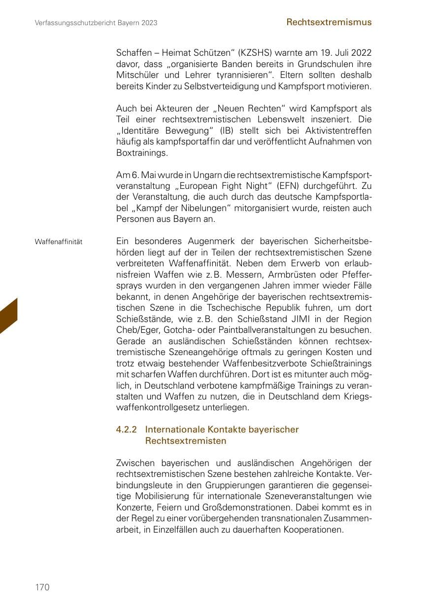 Seite 170 des Verfassungsschutzbericht 2023 Bayern
