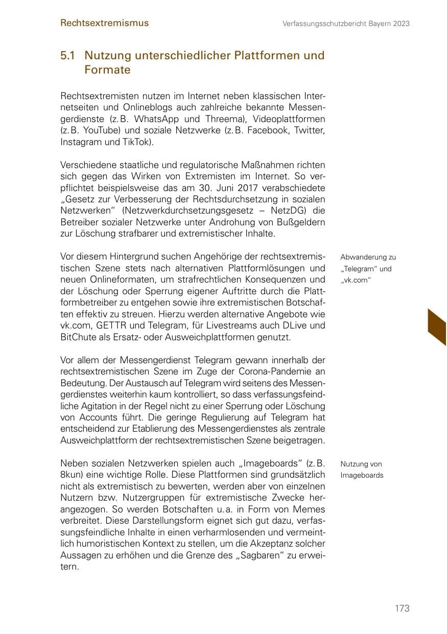 Seite 173 des Verfassungsschutzbericht 2023 Bayern