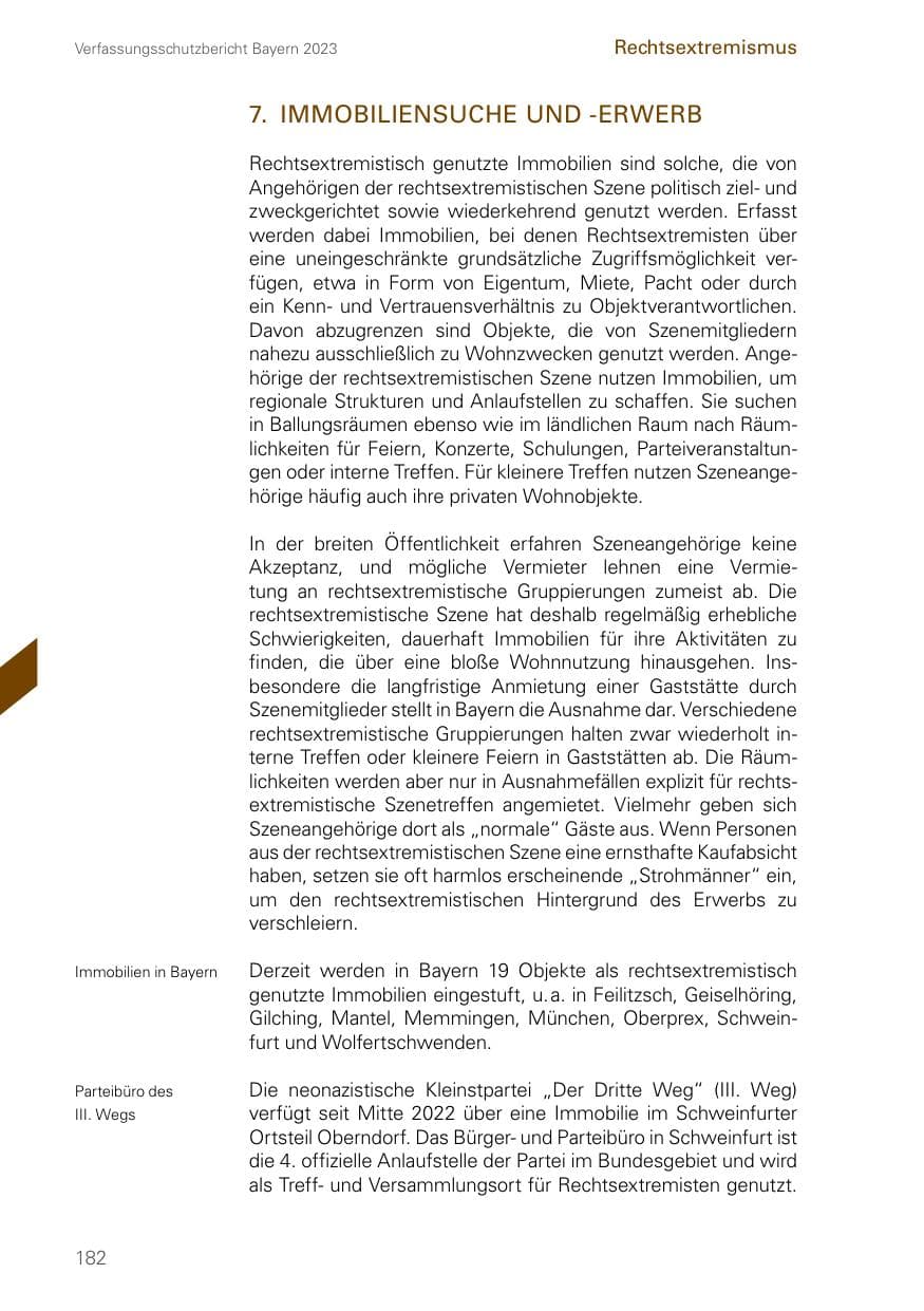 Seite 182 des Verfassungsschutzbericht 2023 Bayern