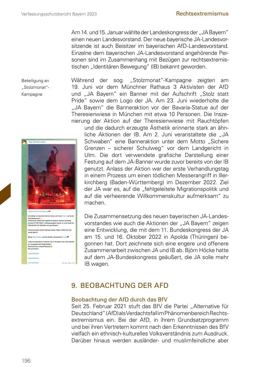Seite 196 des Verfassungsschutzbericht 2023 Bayern
