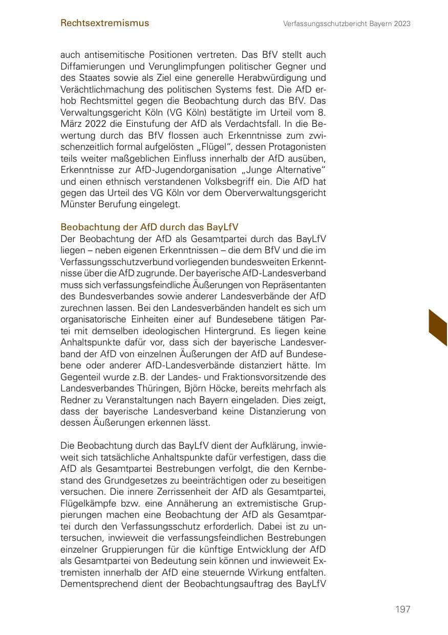 Seite 197 des Verfassungsschutzbericht 2023 Bayern