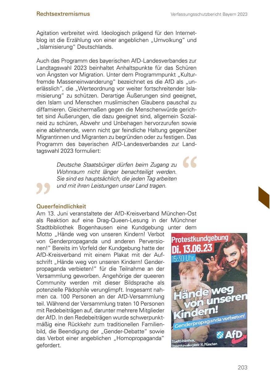 Seite 203 des Verfassungsschutzbericht 2023 Bayern