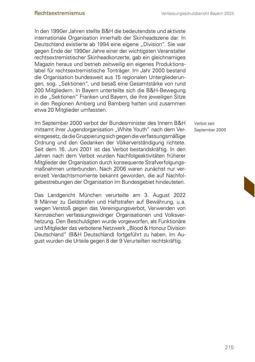 Seite 215 des Verfassungsschutzbericht 2023 Bayern