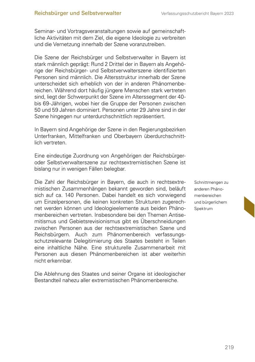 Seite 219 des Verfassungsschutzbericht 2023 Bayern