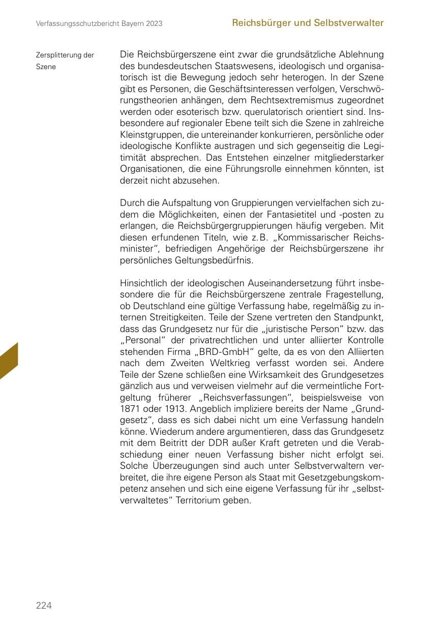 Seite 224 des Verfassungsschutzbericht 2023 Bayern