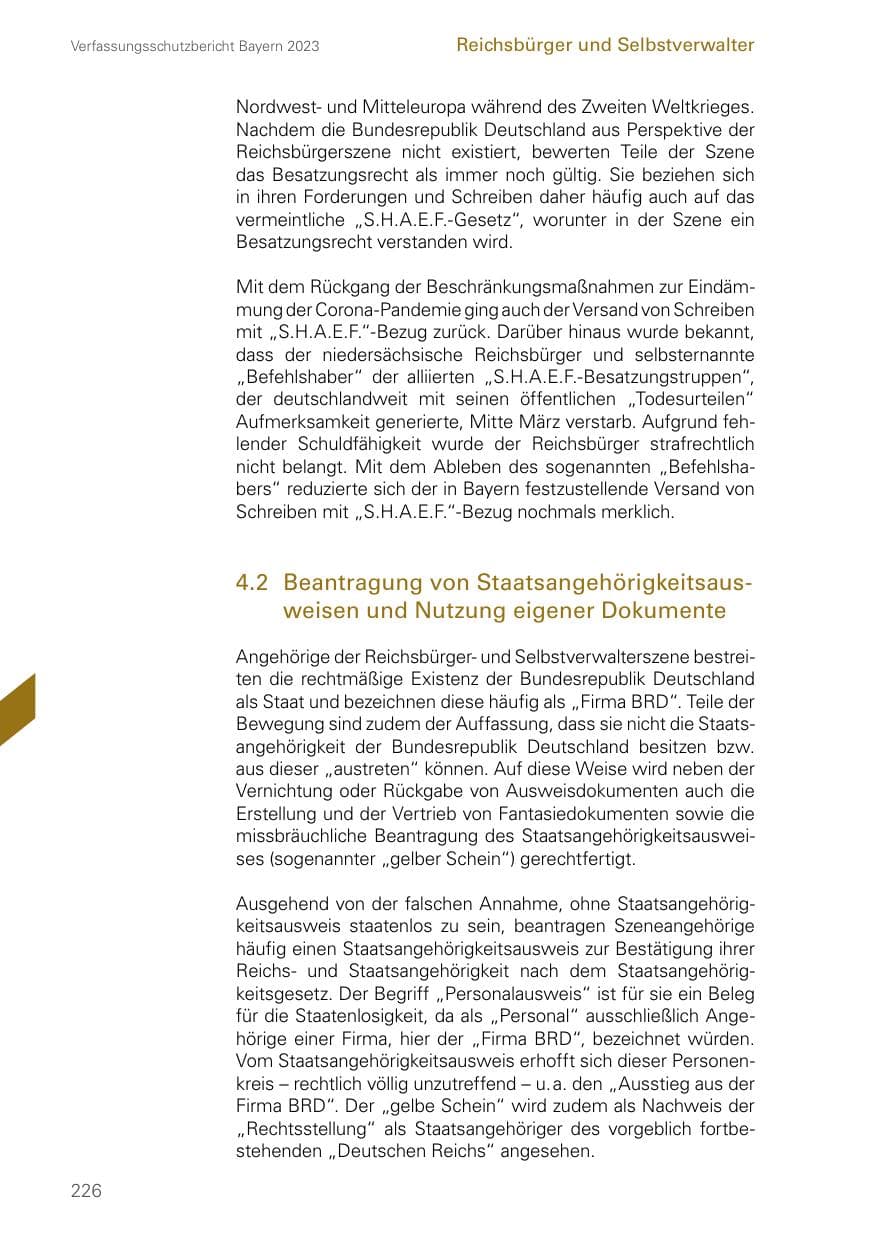 Seite 226 des Verfassungsschutzbericht 2023 Bayern