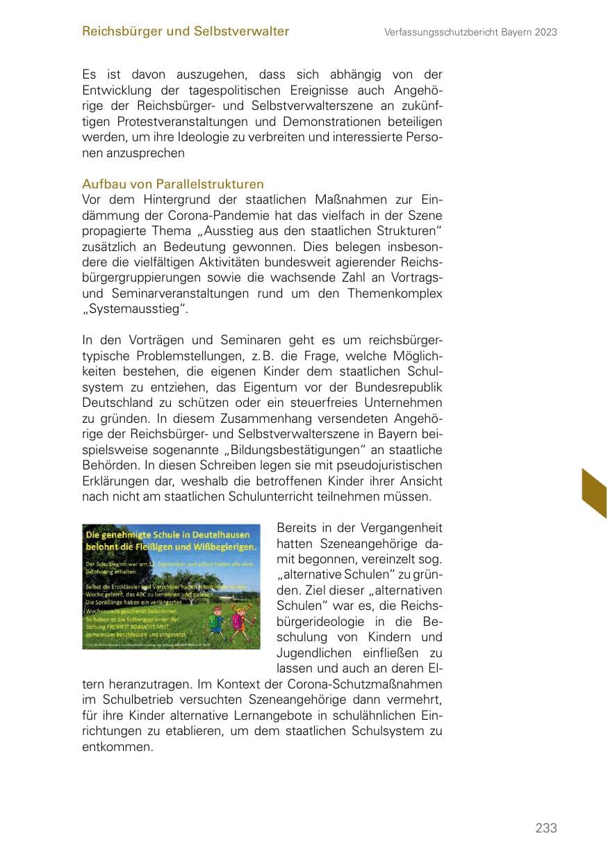 Seite 233 des Verfassungsschutzbericht 2023 Bayern