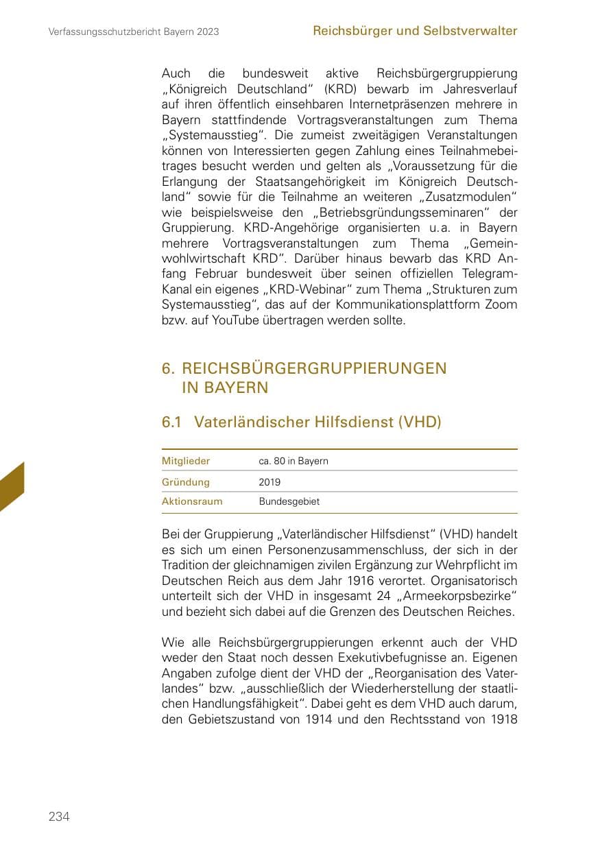 Seite 234 des Verfassungsschutzbericht 2023 Bayern