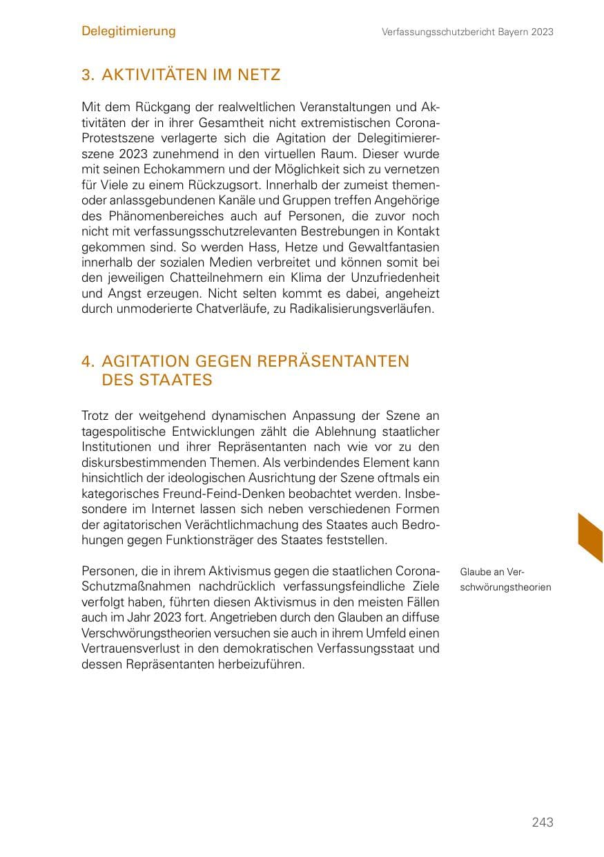 Seite 243 des Verfassungsschutzbericht 2023 Bayern
