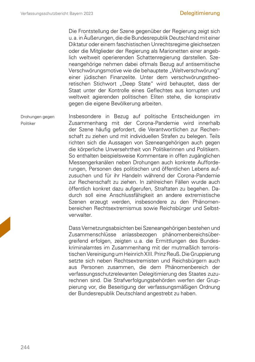 Seite 244 des Verfassungsschutzbericht 2023 Bayern