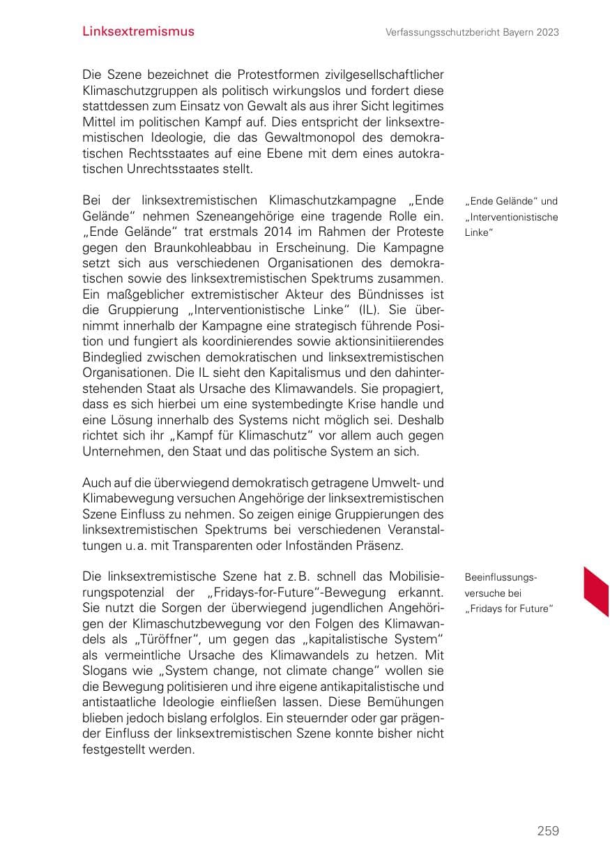 Seite 259 des Verfassungsschutzbericht 2023 Bayern