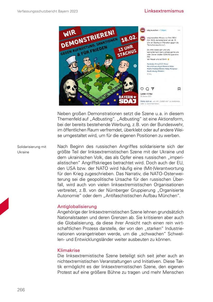 Seite 266 des Verfassungsschutzbericht 2023 Bayern