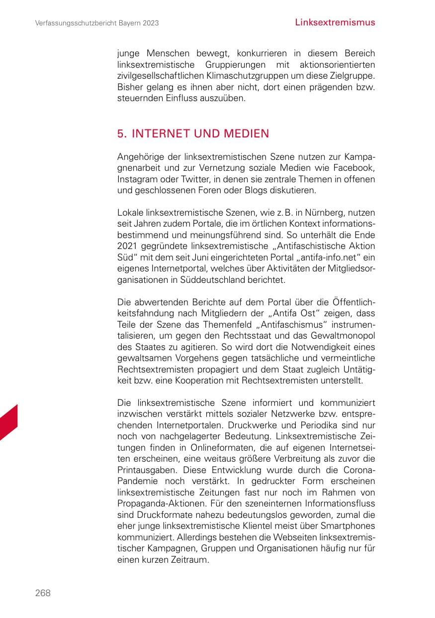 Seite 268 des Verfassungsschutzbericht 2023 Bayern