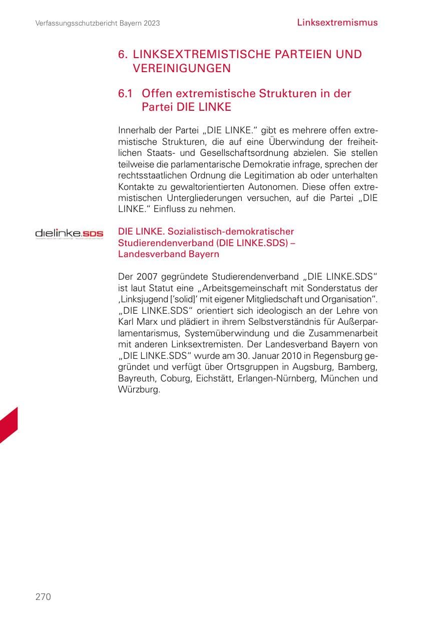 Seite 270 des Verfassungsschutzbericht 2023 Bayern