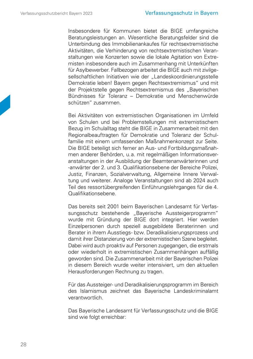Seite 28 des Verfassungsschutzbericht 2023 Bayern