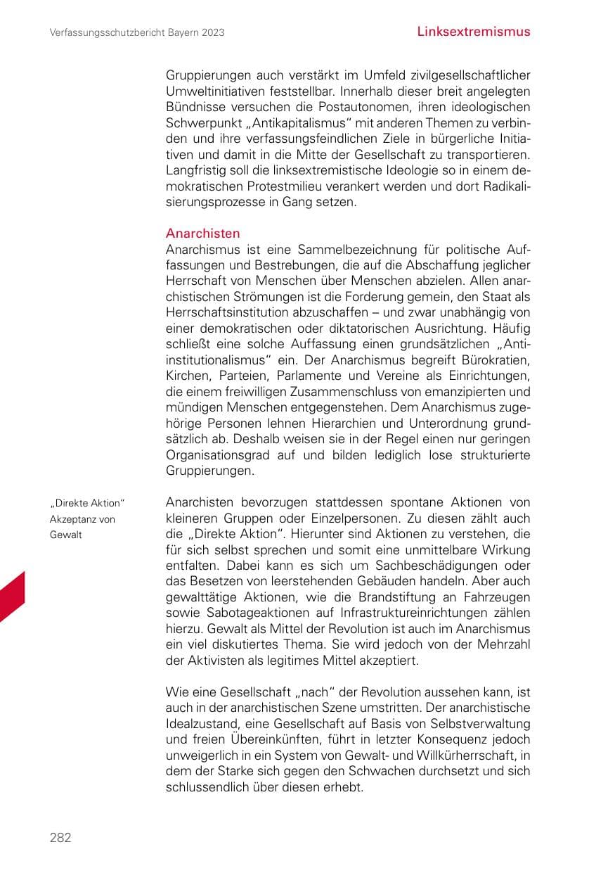 Seite 282 des Verfassungsschutzbericht 2023 Bayern