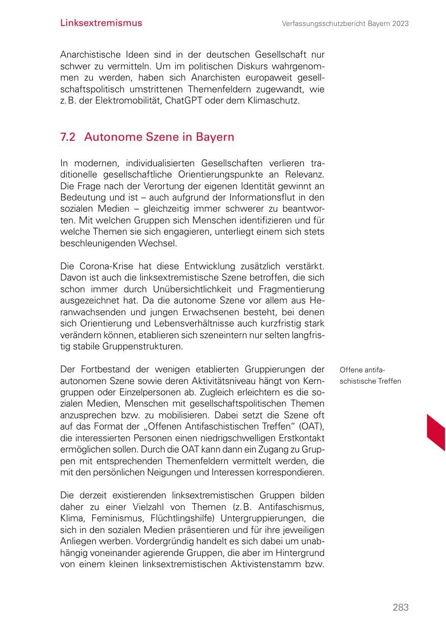 Seite 283 des Verfassungsschutzbericht 2023 Bayern