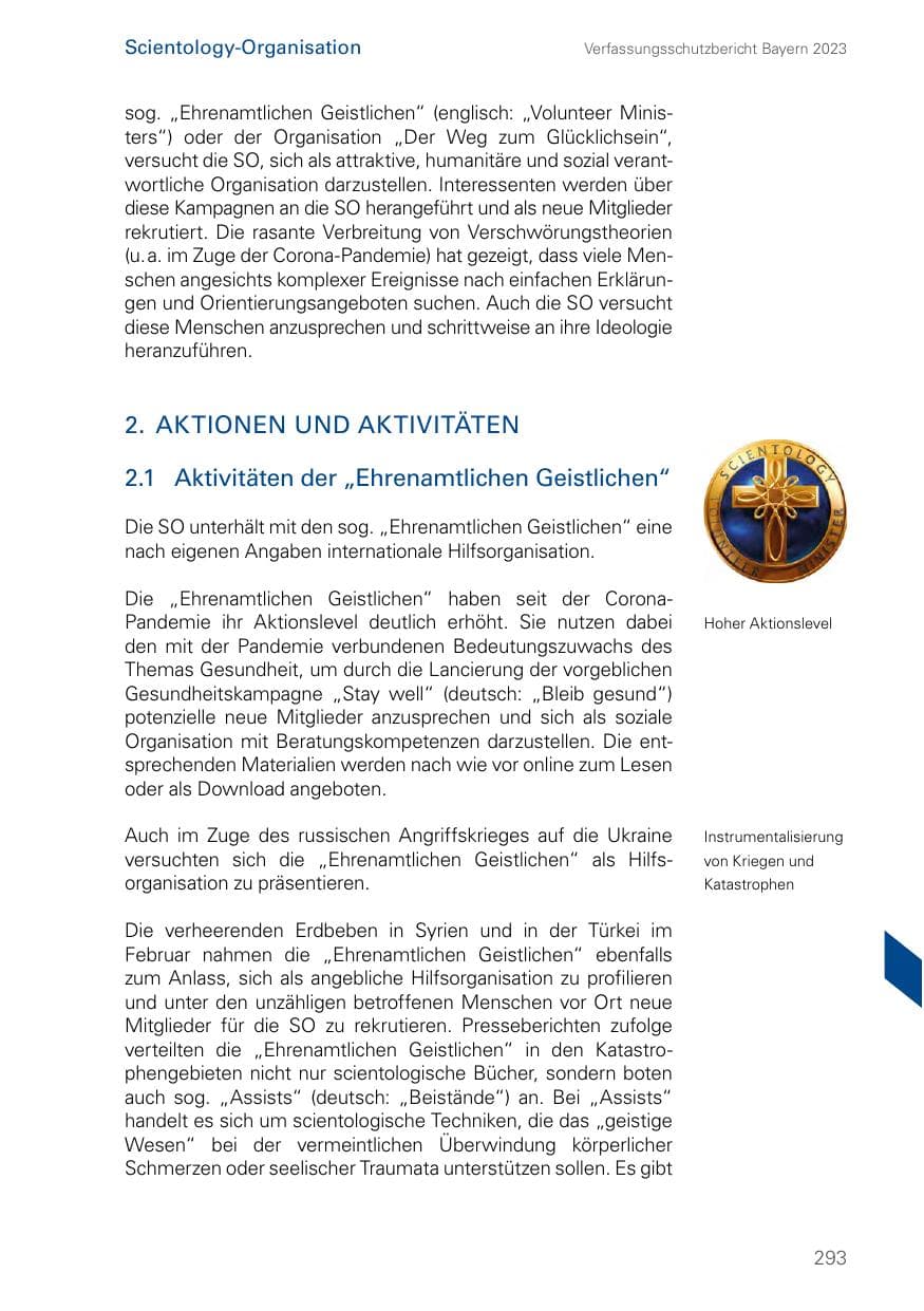 Seite 293 des Verfassungsschutzbericht 2023 Bayern