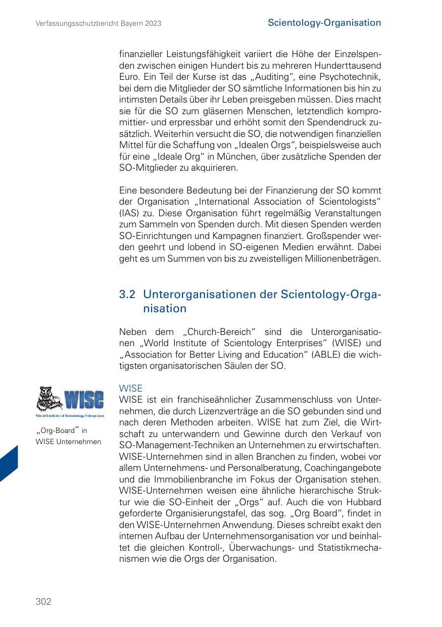 Seite 302 des Verfassungsschutzbericht 2023 Bayern