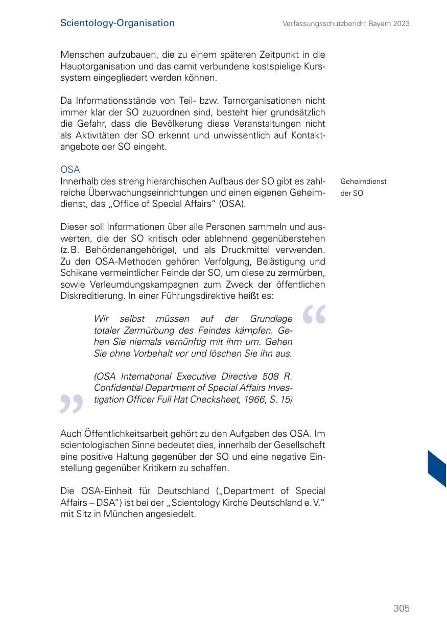 Seite 305 des Verfassungsschutzbericht 2023 Bayern