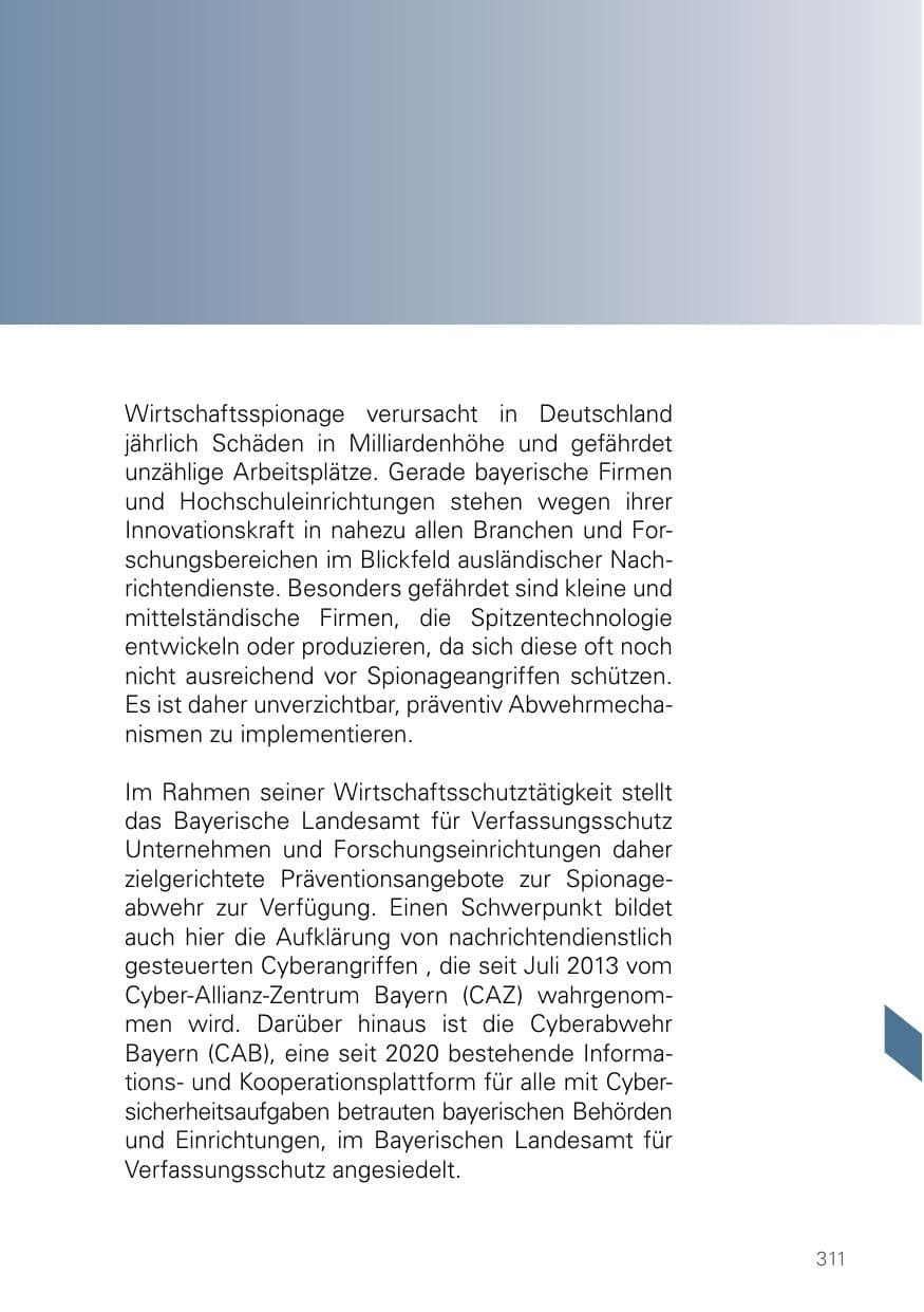 Seite 311 des Verfassungsschutzbericht 2023 Bayern