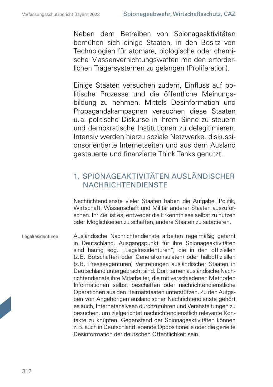 Seite 312 des Verfassungsschutzbericht 2023 Bayern