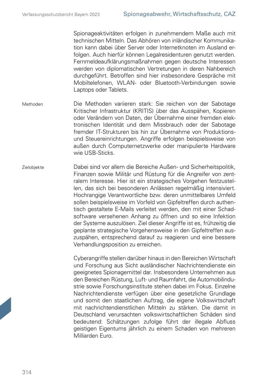 Seite 314 des Verfassungsschutzbericht 2023 Bayern