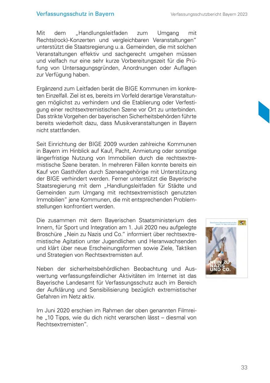 Seite 33 des Verfassungsschutzbericht 2023 Bayern
