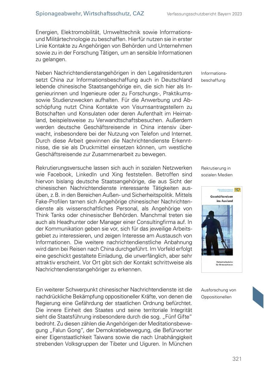 Seite 321 des Verfassungsschutzbericht 2023 Bayern