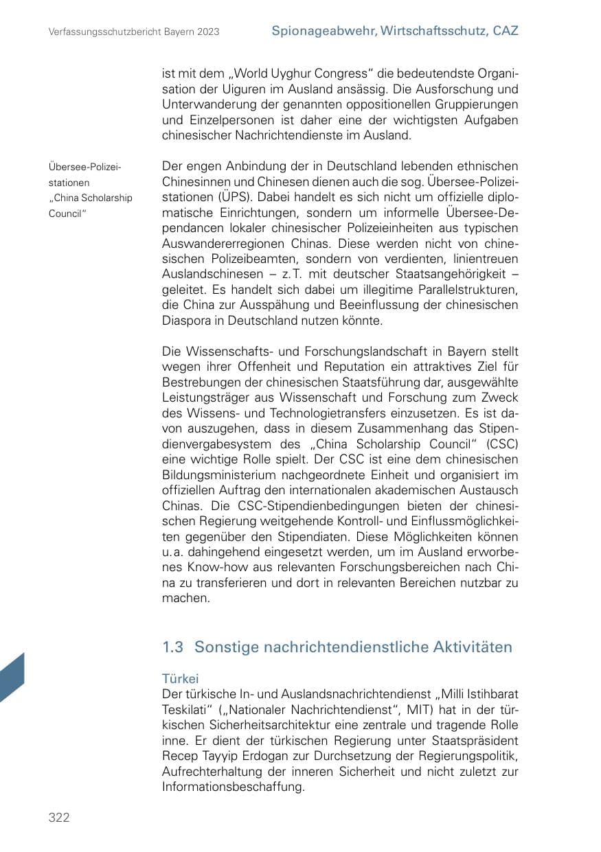 Seite 322 des Verfassungsschutzbericht 2023 Bayern