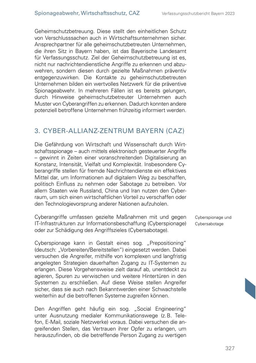 Seite 327 des Verfassungsschutzbericht 2023 Bayern